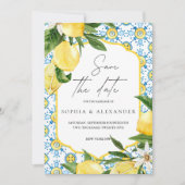 Mediterranean Lemon Save the Date | Italian Amalfi 招待状 (正面)