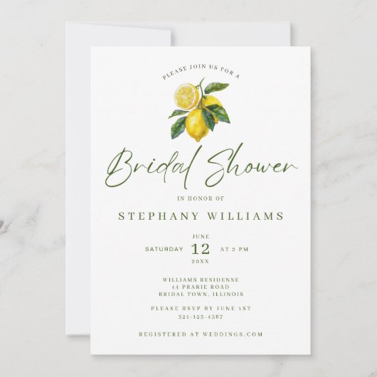 Mediterranean Lemon Theme Bridal Invitation 招待状 (正面)