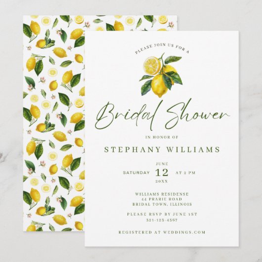 Mediterranean Lemon Theme Bridal Invitation 招待状 (正面/裏面)
