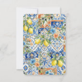 Mediterranean Lemon Tile Blue Floral Citrus セーブザデート (裏面)