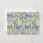 Mediterranean Lemon Tile Blue Wedding RSVP Cards (裏面)