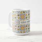 Mediterranean Lemon Tile Italian Coastal Design コーヒーマグカップ (正面左)