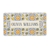 Mediterranean Lemon Tile Italian Coastal Design ラベル (正面)