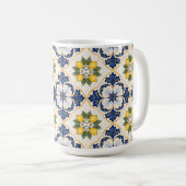 Mediterranean Lemon Tile Italian Talavera コーヒーマグカップ (正面右)