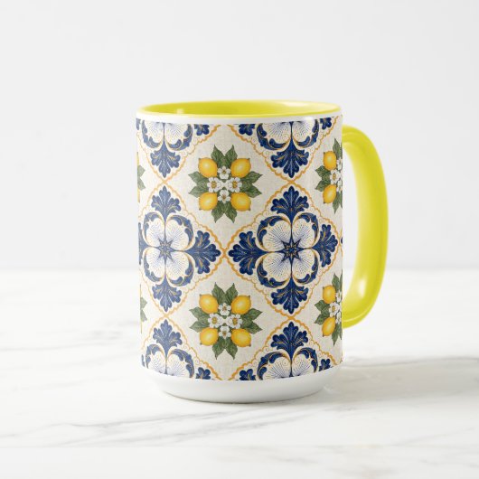 Mediterranean Lemon Tile Italian Talavera マグカップ (正面右)