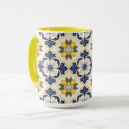 Mediterranean Lemon Tile Italian Talavera マグカップ (正面左)