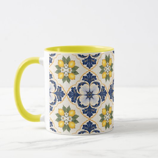 Mediterranean Lemon Tile Italian Talavera マグカップ (左)