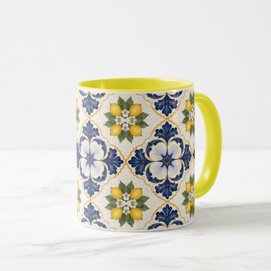 Mediterranean Lemon Tile Italian Talavera マグカップ (正面右)