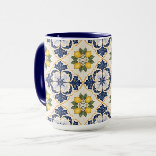 Mediterranean Lemon Tile Italian Talavera マグカップ (正面左)