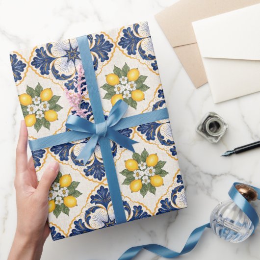 Mediterranean Lemon Tile Italian Talavera ラッピングペーパー (ギフト)