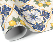 Mediterranean Lemon Tile Italian Talavera ラッピングペーパー (ロールコーナー)