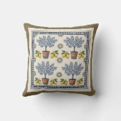 Mediterranean Lemon Tree Tile Pattern Cushion クッション (裏面)