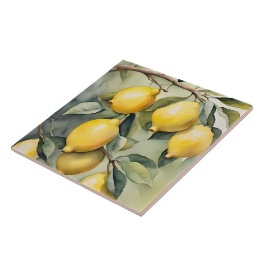Mediterranean Lemon Tuscany Watercolor Design タイル (側面)