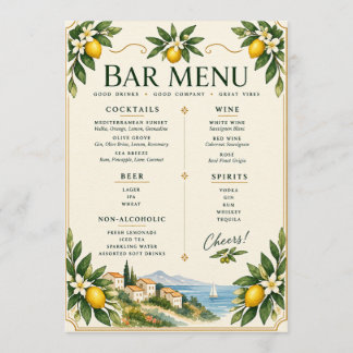 Mediterranean Lemon Wedding Bar Menu | イタリア風 メニュー