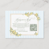 Mediterranean Lemon Wedding Honeymoon Fund QR Code エンクロージャーカード (正面)