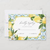 Mediterranean Lemon Wedding RSVP Card (正面)