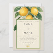 Mediterranean Lemon with QR Code | Beige 招待状 (正面)