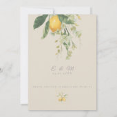 Mediterranean Lemon with QR Code | Beige 招待状 (裏面)