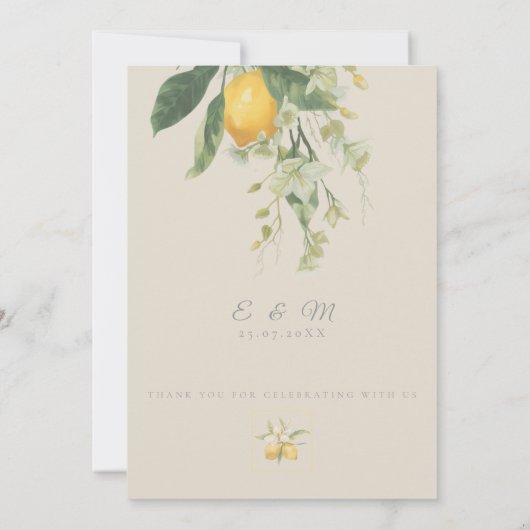 Mediterranean Lemon with QR Code | Beige 招待状 (裏面)