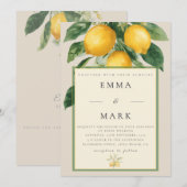 Mediterranean Lemon with QR Code | Beige 招待状 (正面/裏面)