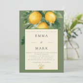Mediterranean Lemon with QR Code | Olive Green 招待状 (スタンド正面)