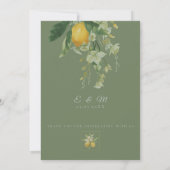 Mediterranean Lemon with QR Code | Olive Green 招待状 (裏面)