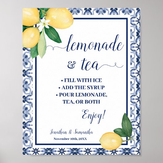 Mediterranean Lemonade & Tea Bar Wedding Shower ポスター (正面)