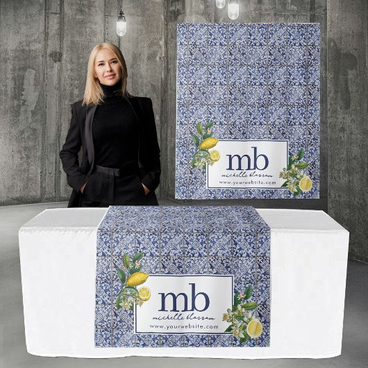 Mediterranean Lemons Business Table Runner Banner タペストリー