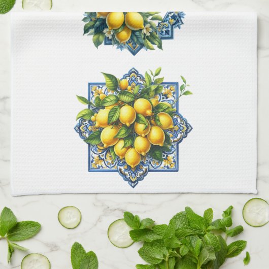 Mediterranean Lemons Kitchen Towel キッチンタオル (折り畳み)