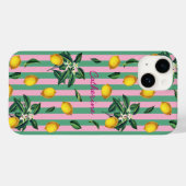 Mediterranean Lemons Pink Green Stripes Name Case-Mate iPhoneケース (裏面 (横))