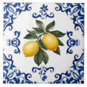 Mediterranean Lemons with Blue and White Border タイル (正面)