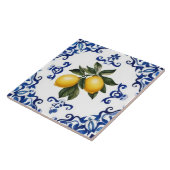 Mediterranean Lemons with Blue and White Border タイル (側面)