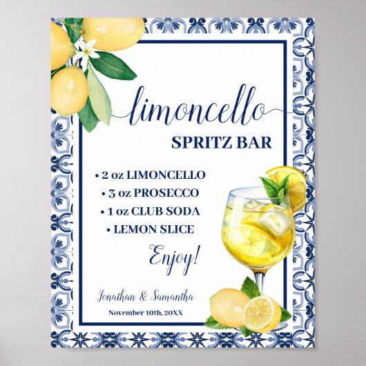Mediterranean Limoncello Spritz Bar Wedding Shower ポスター (正面)