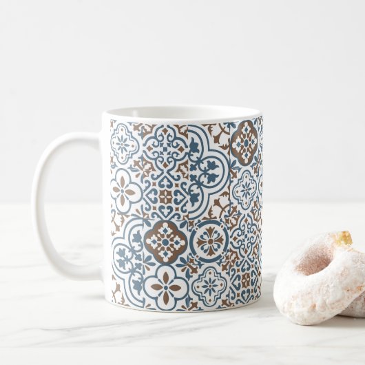 Mediterranean Moroccan Tile pattern コーヒーマグカップ (ドーナツ)