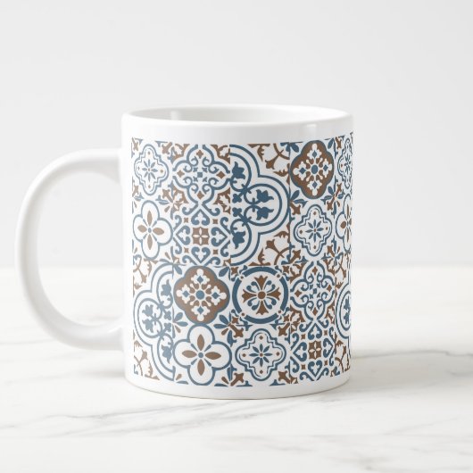 Mediterranean Moroccan Tile pattern ジャンボコーヒーマグカップ (左)