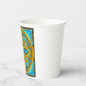 Mediterranean Moroccan Tile Pattern Blue and Gold 紙コップ (左)