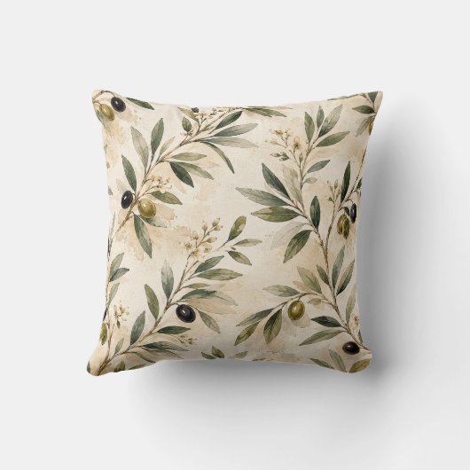 Mediterranean Olive Branch Pattern Cushion クッション (裏面)