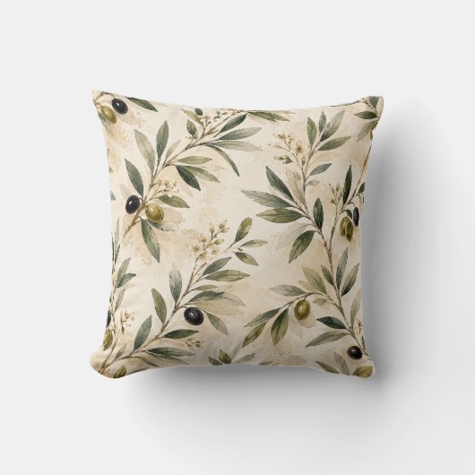 Mediterranean Olive Branch Pattern Cushion クッション (正面)