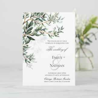 Mediterranean Olive Branch Wedding Invitation 招待状