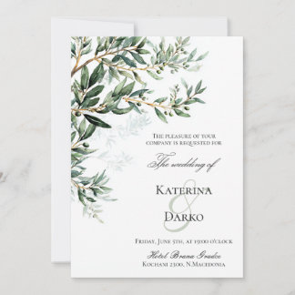 Mediterranean Olive Branch Wedding Invitation 招待状
