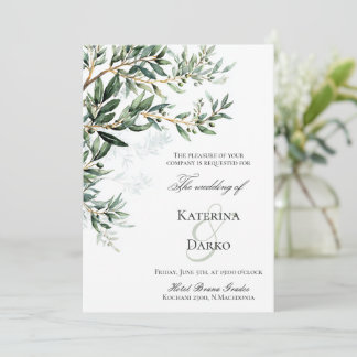 Mediterranean Olive Branch Wedding Invitation 招待状