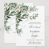Mediterranean Olive Branch Wedding Invitation 招待状 (正面/裏面)