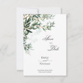 Mediterranean Olive Branch Wedding Save the Date  セーブザデート (正面)