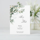 Mediterranean Olive Branch Wedding Save the Date  セーブザデート (スタンド正面)