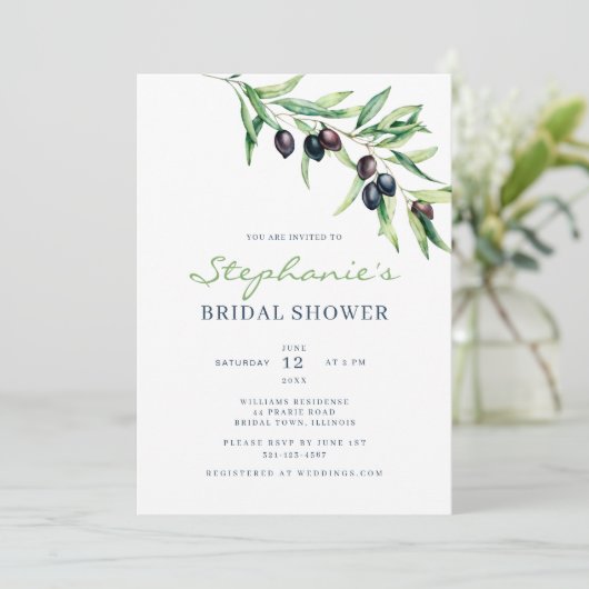 Mediterranean Olive Bridal Shower Invitation 招待状 (スタンド正面)