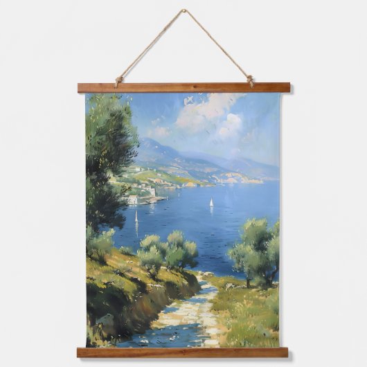 Mediterranean Olive Grove by the Sea  吊り下げ型タペストリー (正面)