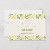 Mediterranean Olive Lemon Modern Wedding 出欠カード (正面)