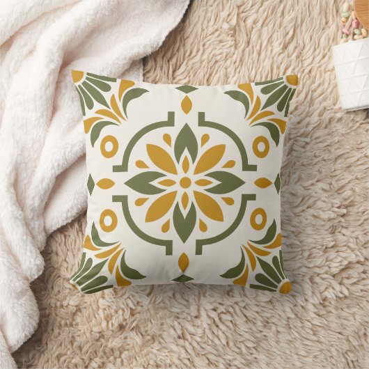Mediterranean Olive Tile クッション (ブランケット)