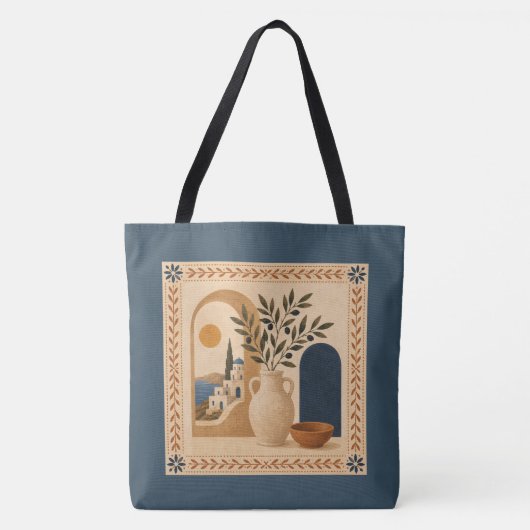 Mediterranean Olive Vase Tote Bag トートバッグ (正面)