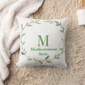 Mediterranean Olive Wreath Throw Pillow クッション (ブランケット)